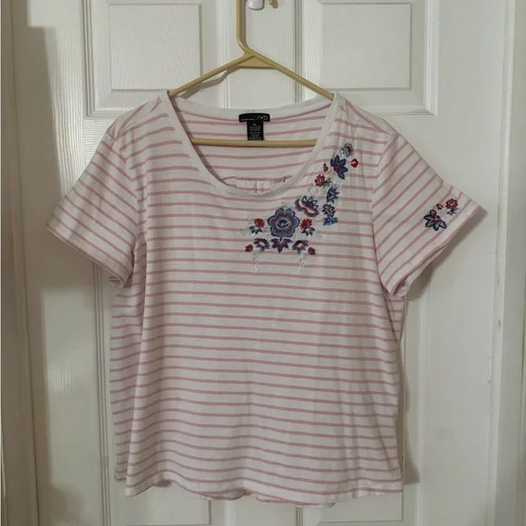 RXB Pink and White Striped Floral Top - Picture 4 of 9